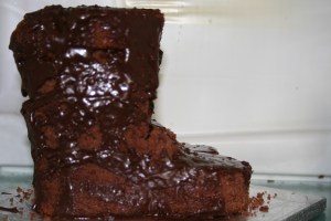 Wellies coated with chocolate fudge icing